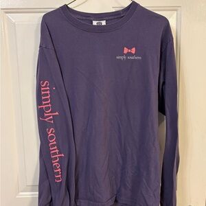 Simply Southern Long Sleeve Tee in Purple with Pink Logo